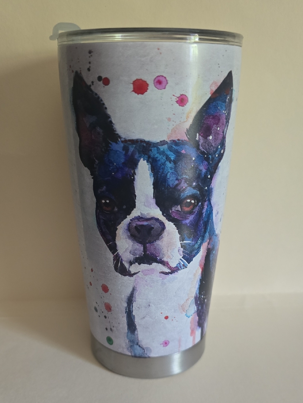Colorful Watercolor Boston Terrier Stainless Tumbler